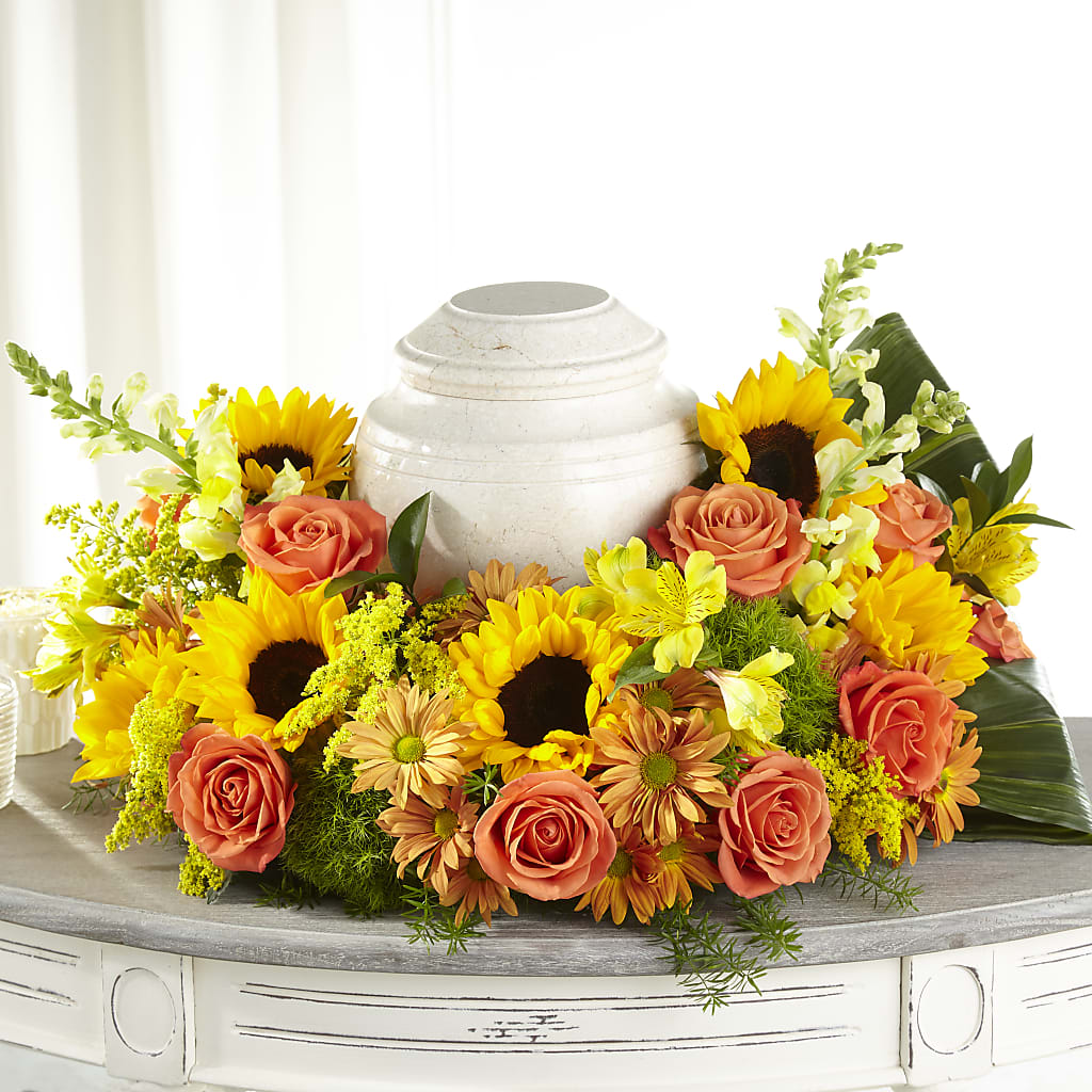 Faithful Sunflower Cremation Adornment – ANDREA'S FLOWERS ORLANDO, Orlando FL