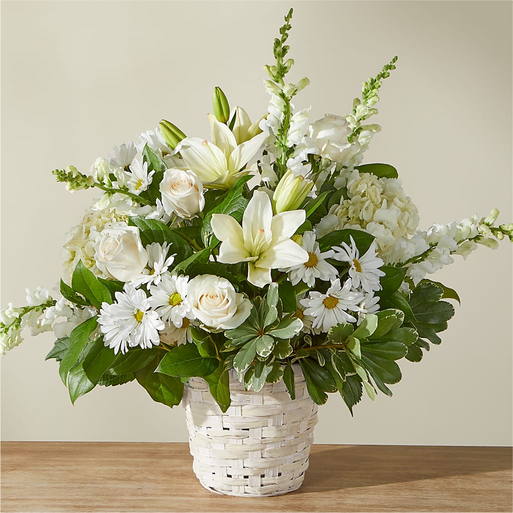 Ivory Elegance Floral Basket – ANDREA'S FLOWERS ORLANDO, Orlando FL