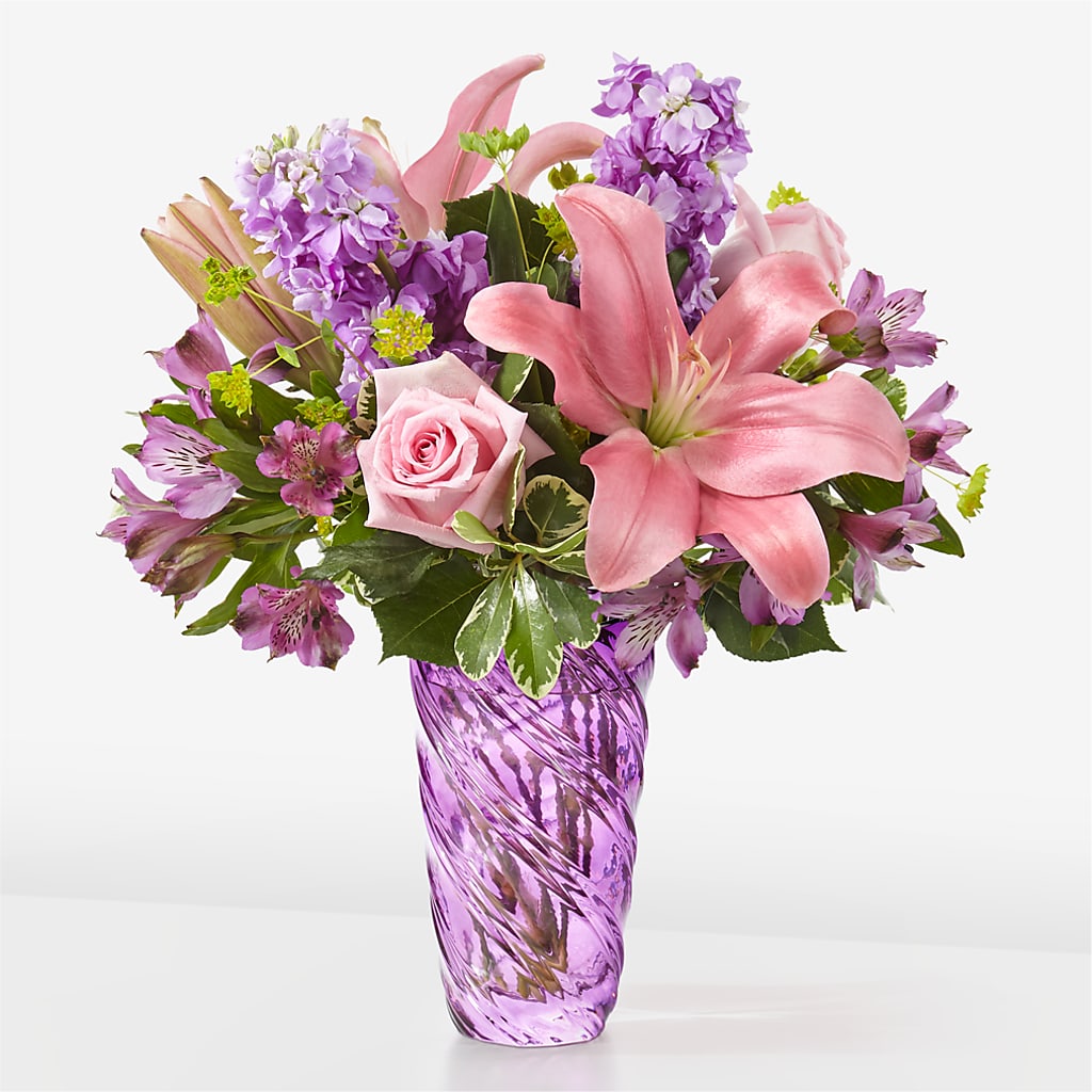 Precious Petals Bouquet with Luxe Swirl Vase – ANDREA'S FLOWERS ORLANDO, Orlando FL