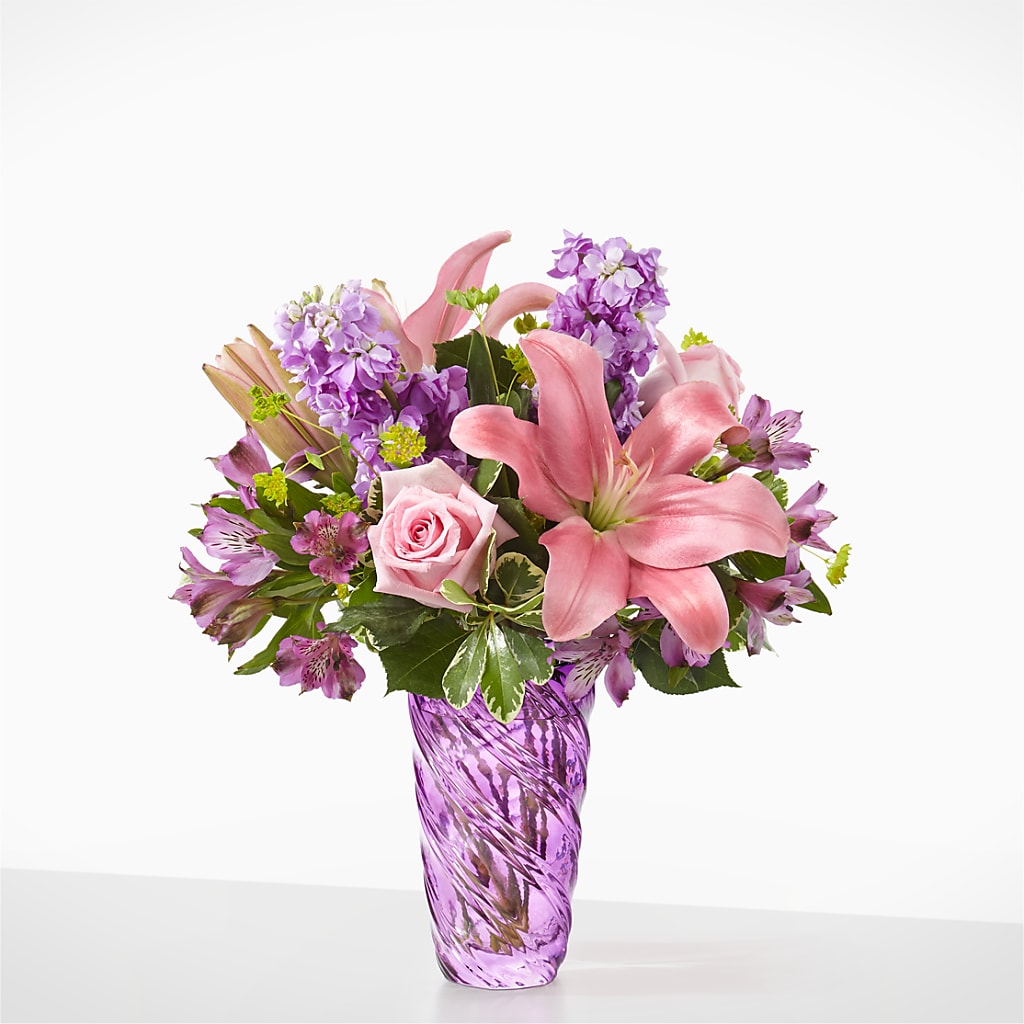 Precious Petals Bouquet with Luxe Swirl Vase – ANDREA'S FLOWERS ORLANDO, Orlando FL