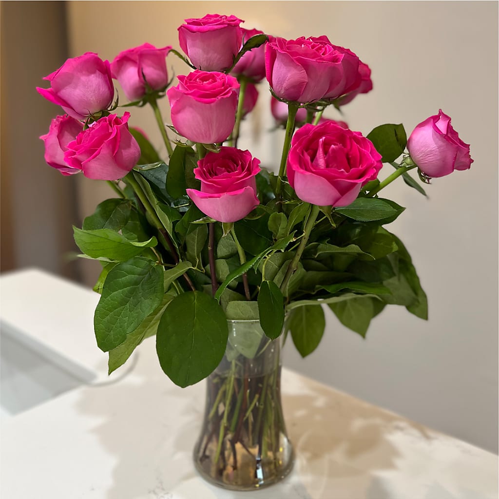Long Stem Pink Rose Bouquet – ANDREA'S FLOWERS ORLANDO, Orlando FL