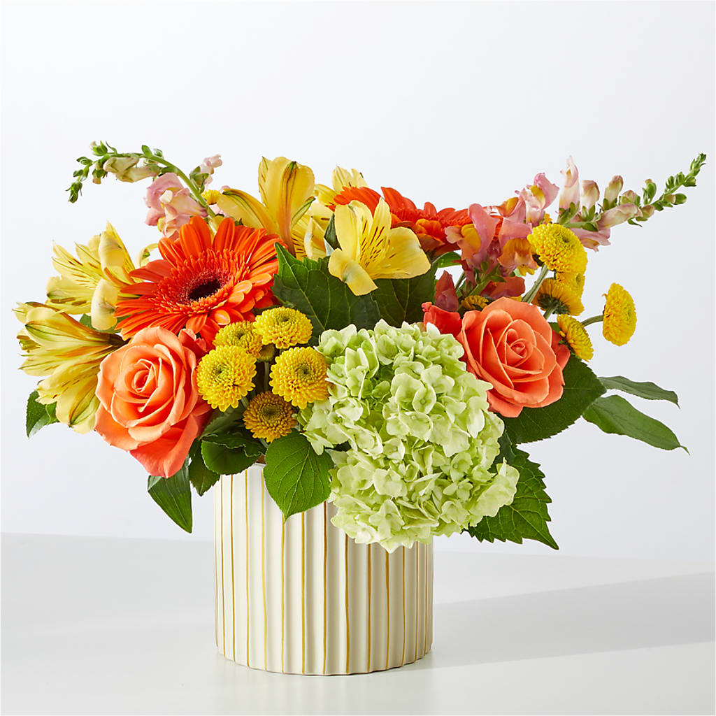 Autumn Sunshine Bouquet with Ivory Vase – ANDREA'S FLOWERS ORLANDO, Orlando FL