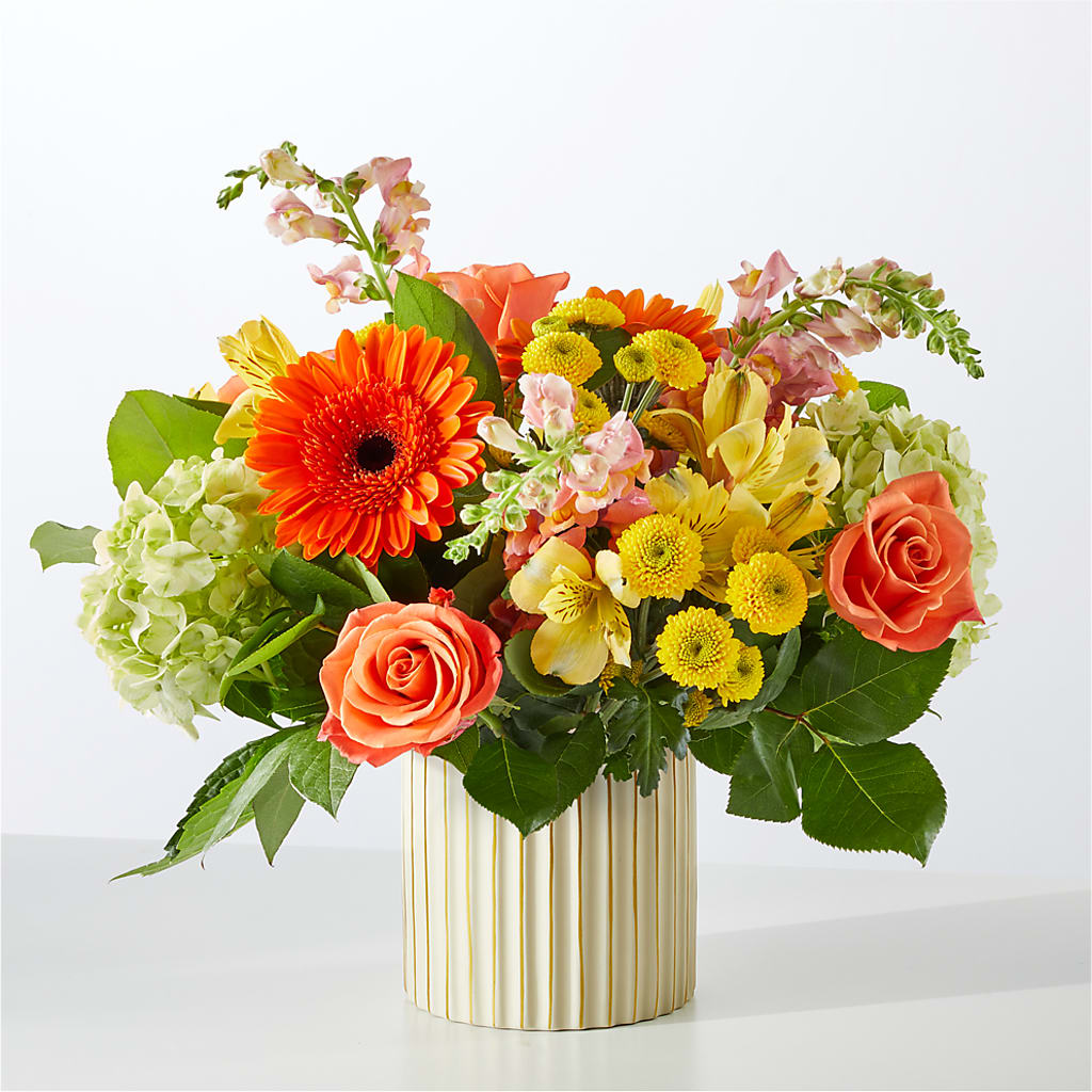 Autumn Sunshine Bouquet with Ivory Vase – ANDREA'S FLOWERS ORLANDO, Orlando FL