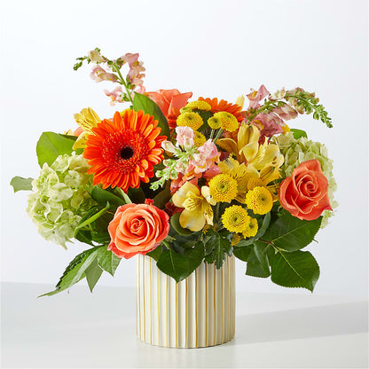 Autumn Sunshine Bouquet with Ivory Vase – ANDREA'S FLOWERS ORLANDO, Orlando FL