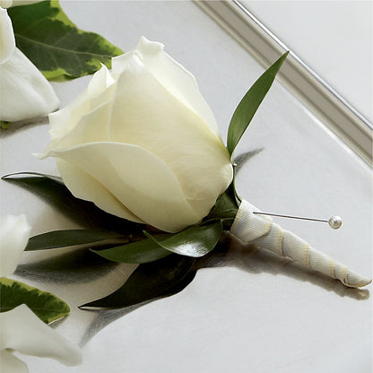 White Rose Boutonniere – ANDREA'S FLOWERS ORLANDO, Orlando FL
